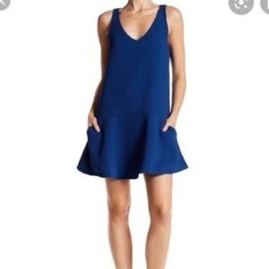 BB Dakota Blue A-line V-neck Mini Dress - XS